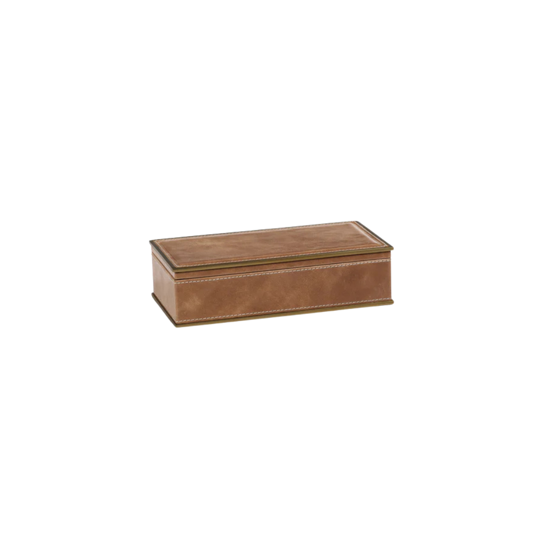 Ampezzo Leather Box with Brass Trim (Small) - Thumbnail 4
