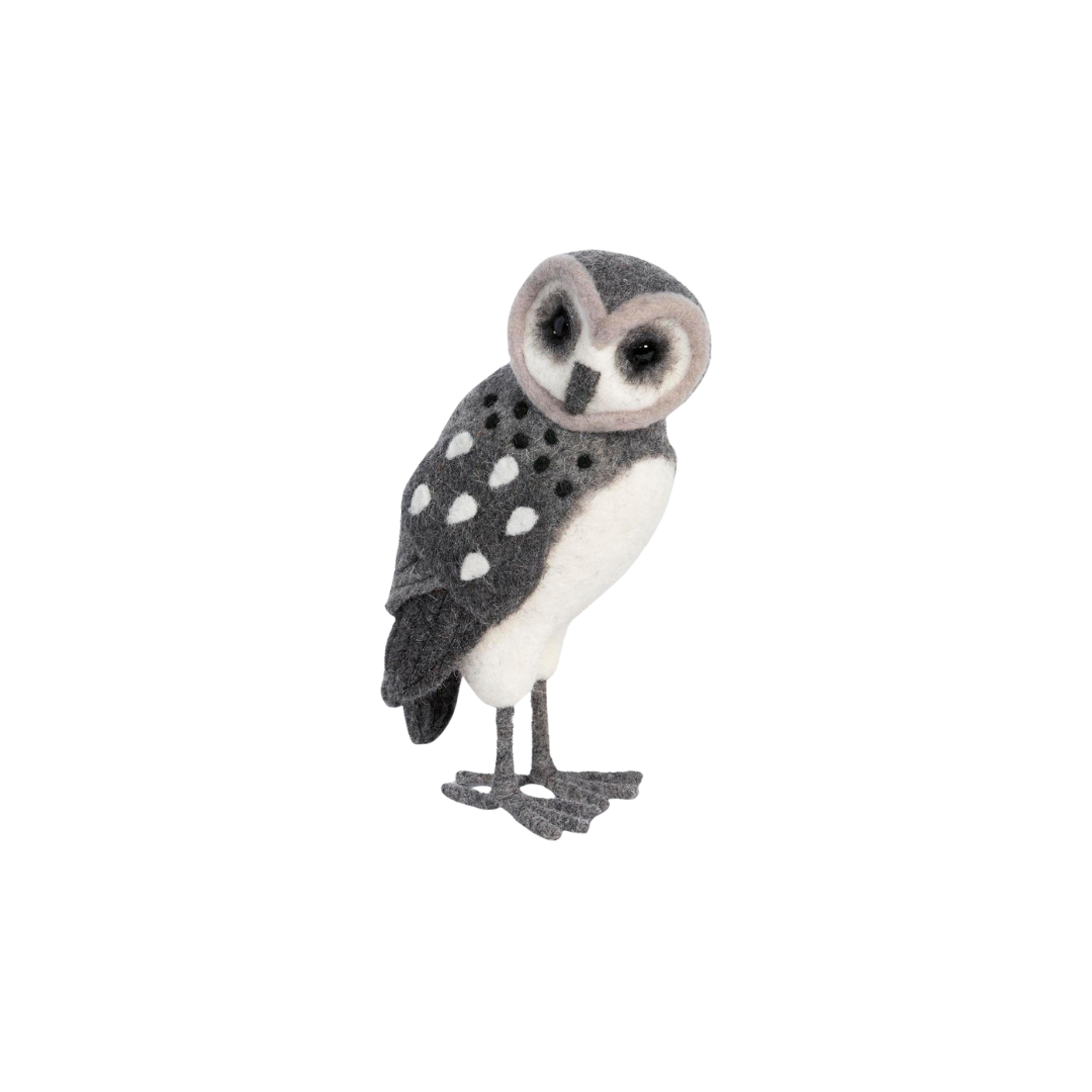 Wool Grey Barn Owl Ornament