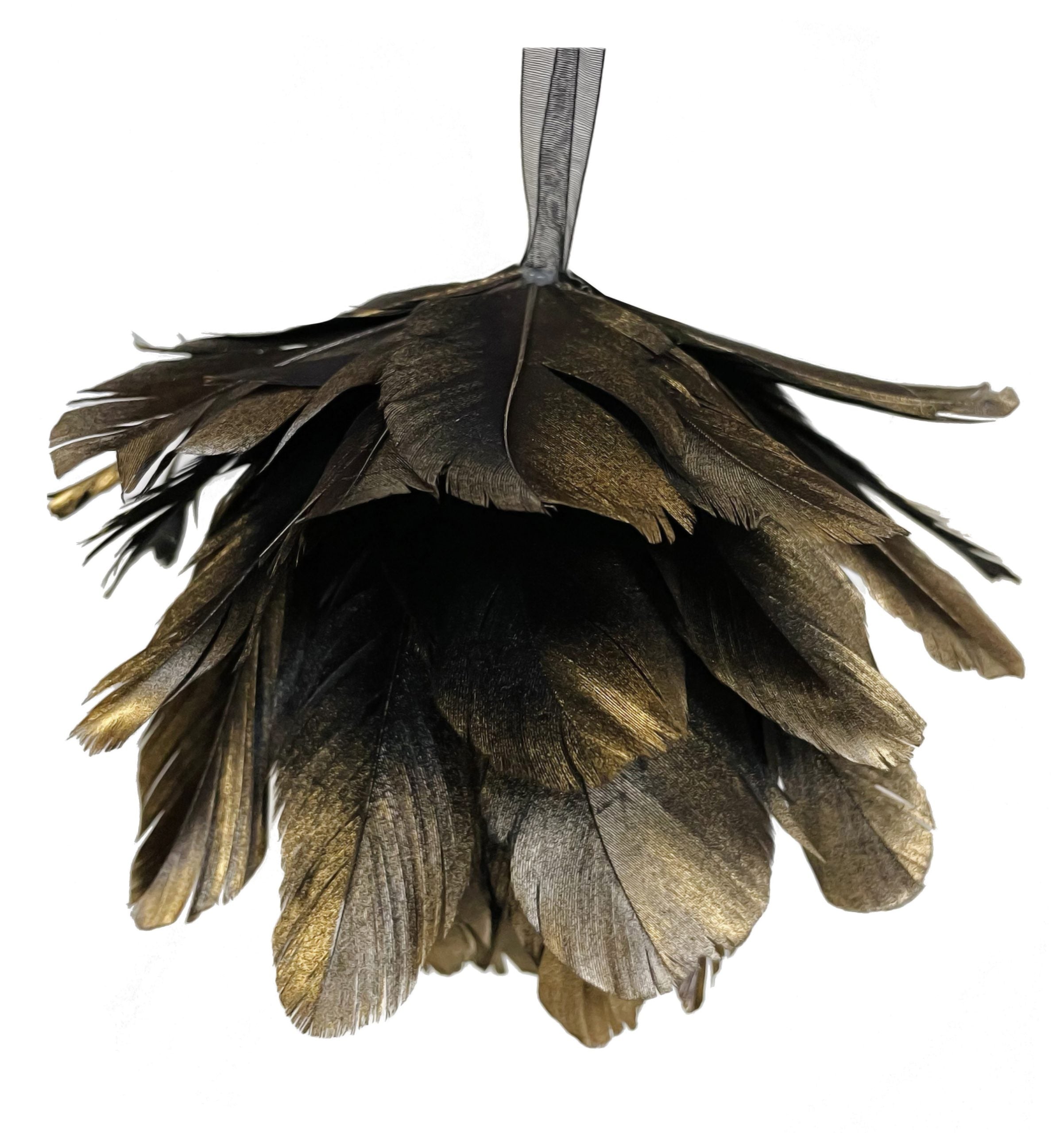 Black & Gold Feather Ball Ornament (Small) - Thumbnail 2