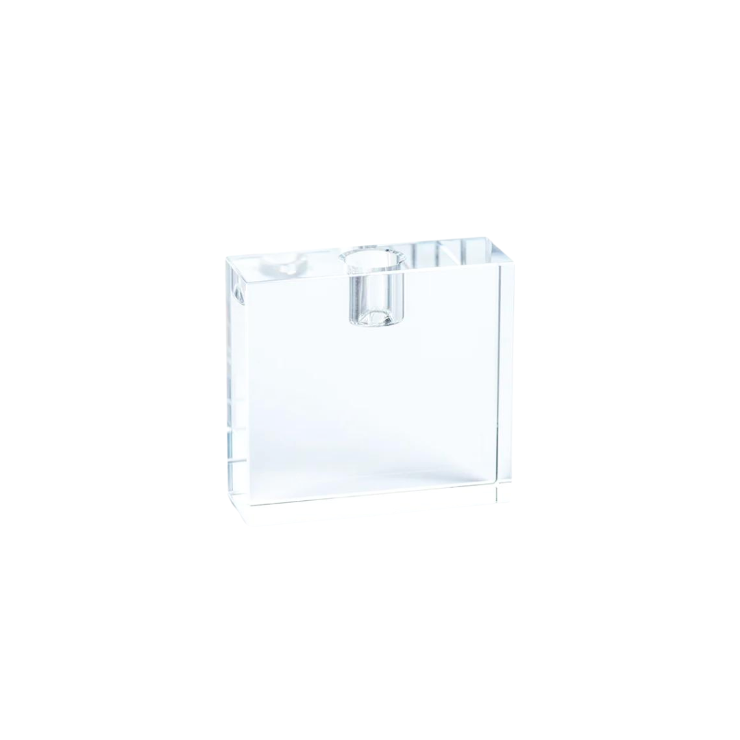 Rectangle Crystal Glass Taper Holder - Thumbnail 2