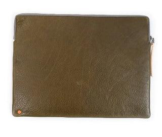 Oxford Leather Laptop Sleeve (Olive) by Rustico
