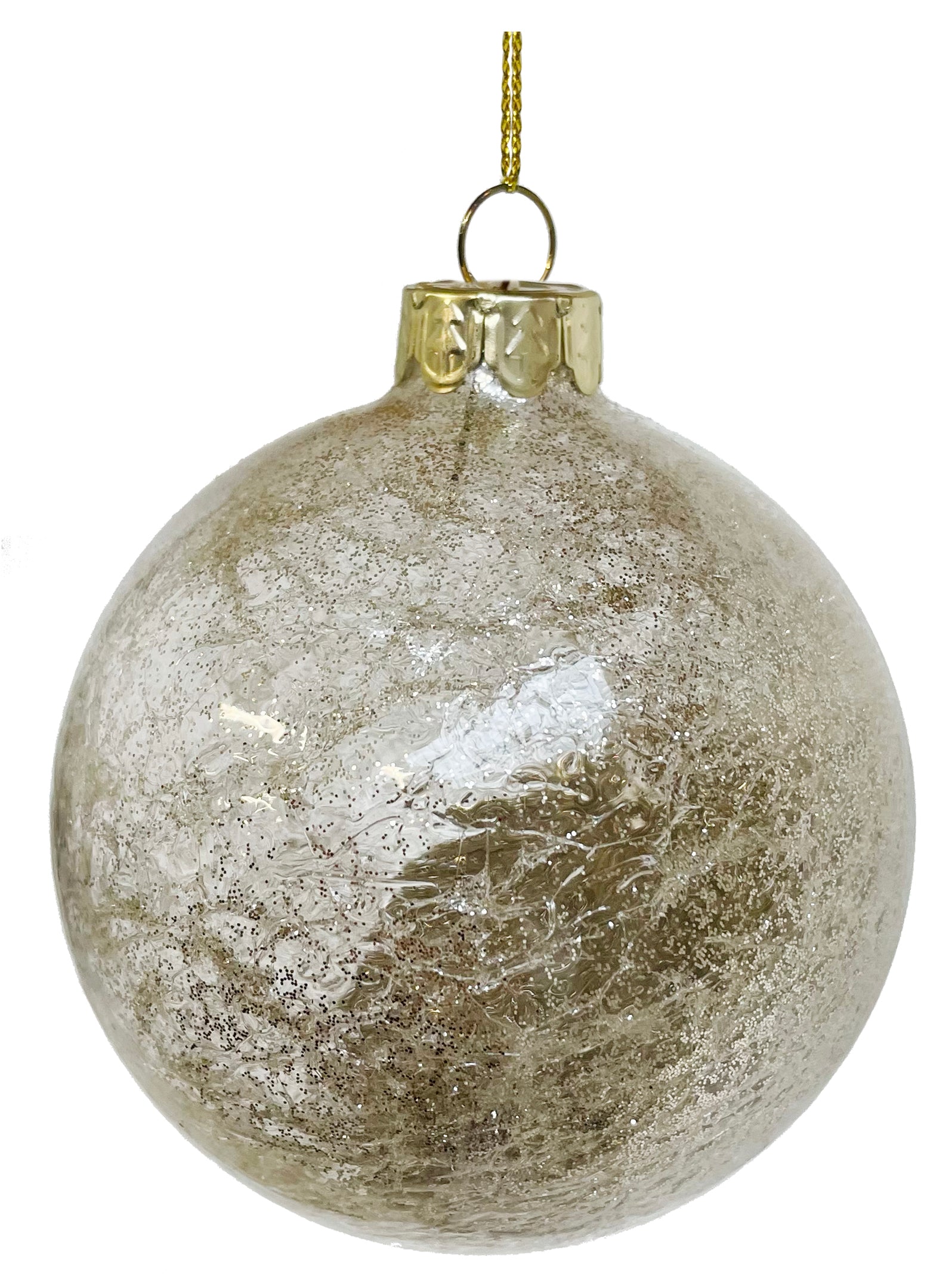 Glass Snow and Gold Glitter Inside Glass Ball Ornament (Medium) - Thumbnail 3