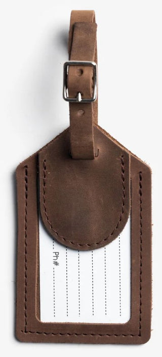 Leather AirTag Luggage Tag (Dark Brown) by Rustico
