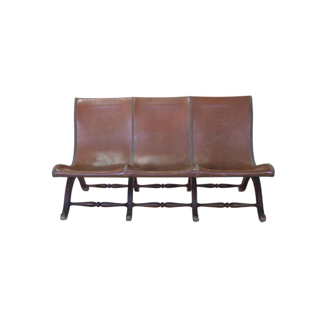 1940 Spanish Leather Bench - Thumbnail 2