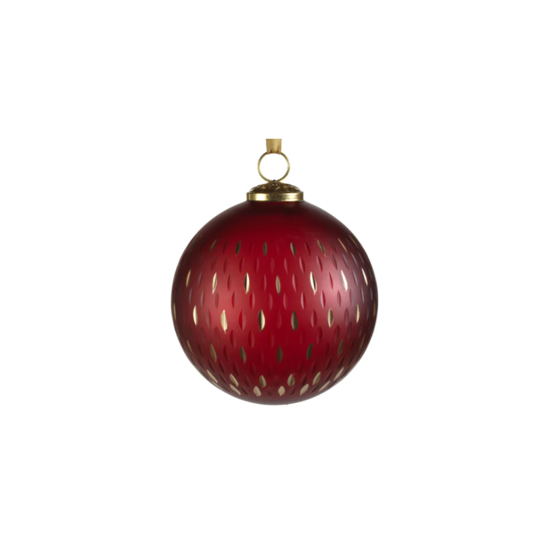 Frosted & Etched in Gold Glass Ornament - Thumbnail 3