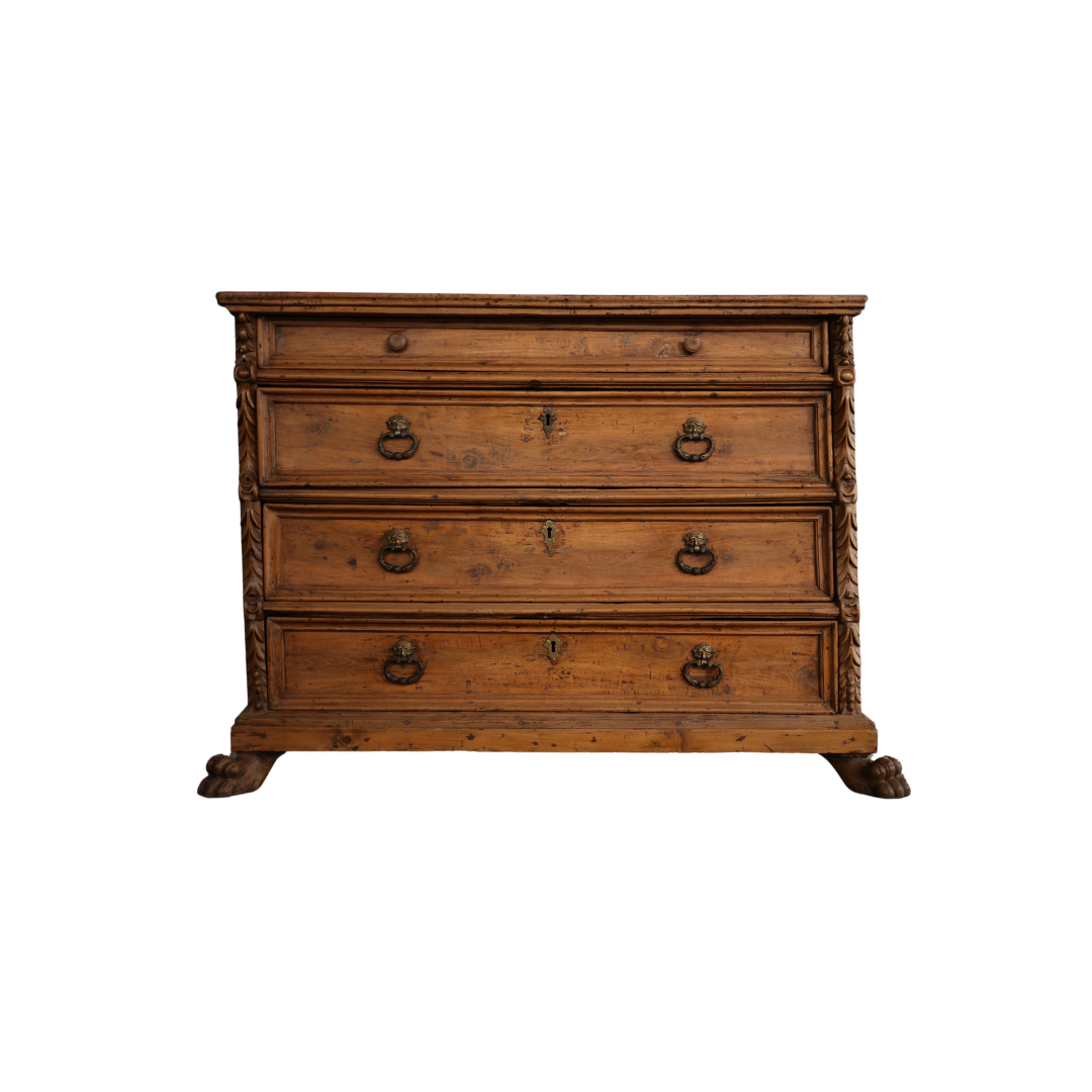 18th Century Carved Footed Chest