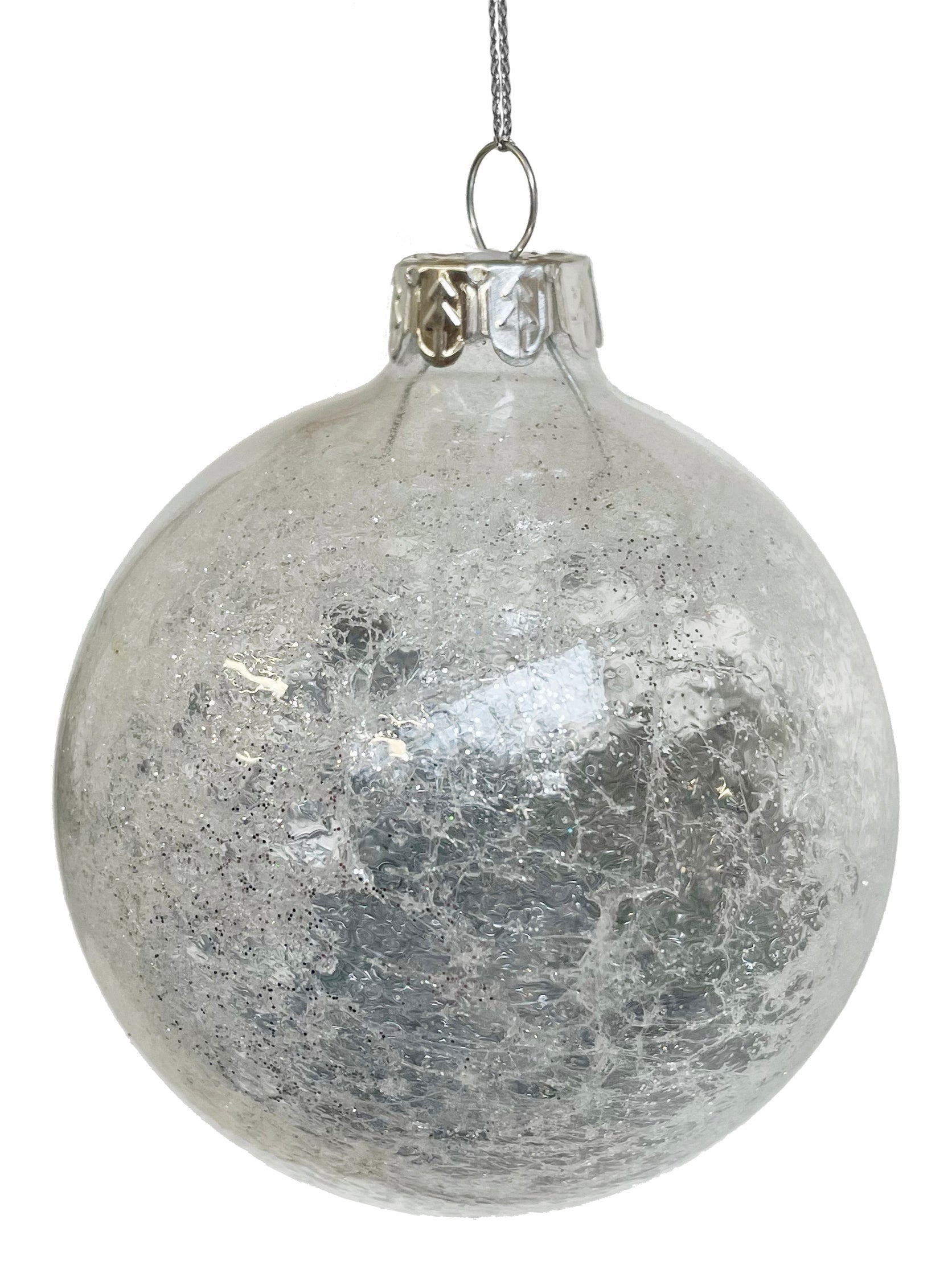 Glass Snow and Silver Glitter Inside Glass Ball Ornament (Small)