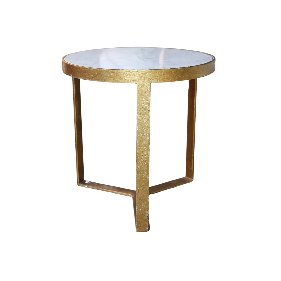 19th Century Table with Antique Gold Base & White Marble Top (Large)