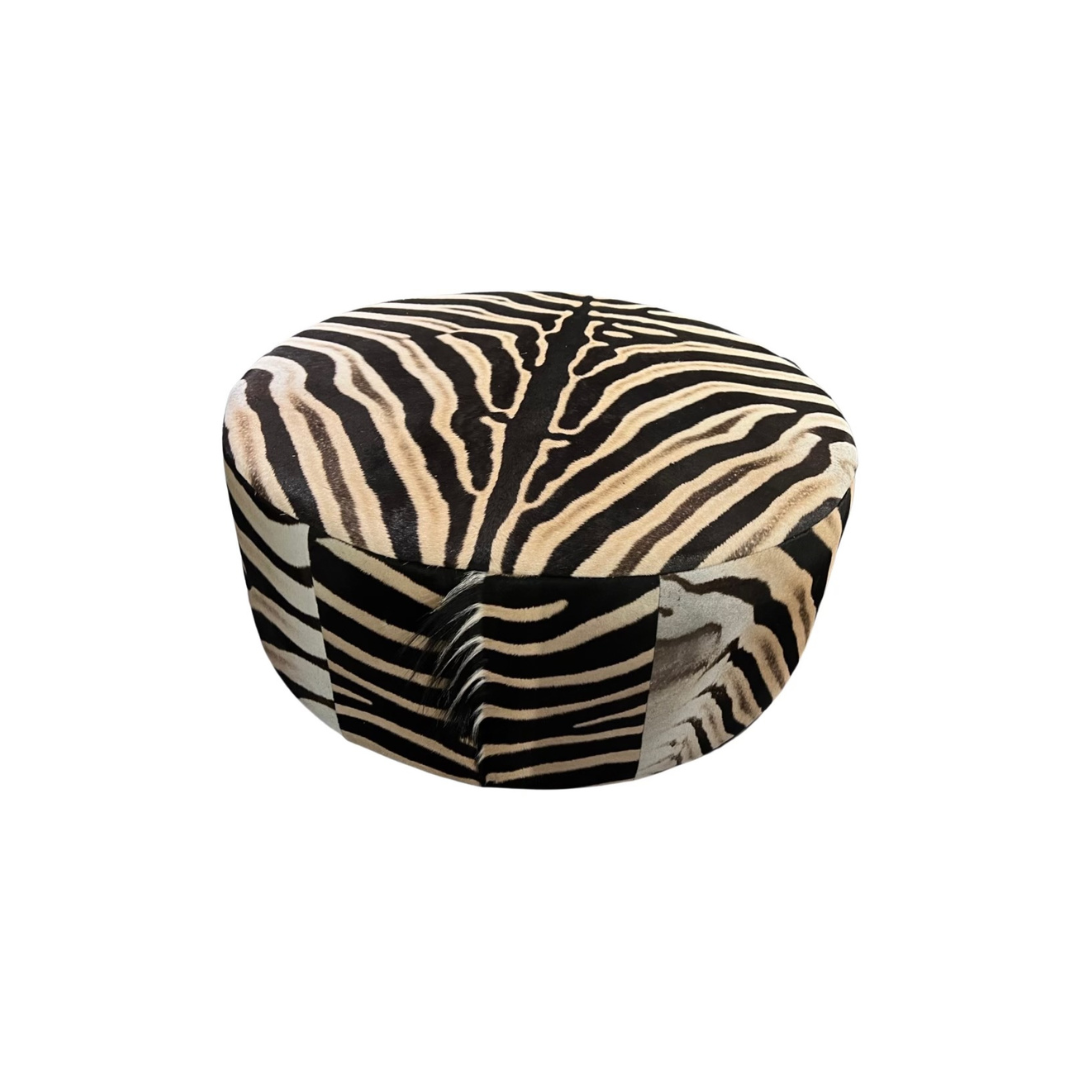 Round Zebra Ottoman (Large) - Christopher Collection