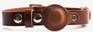 Leather AirTag Dog Collar (Cinnamon, Large) by Rustico
