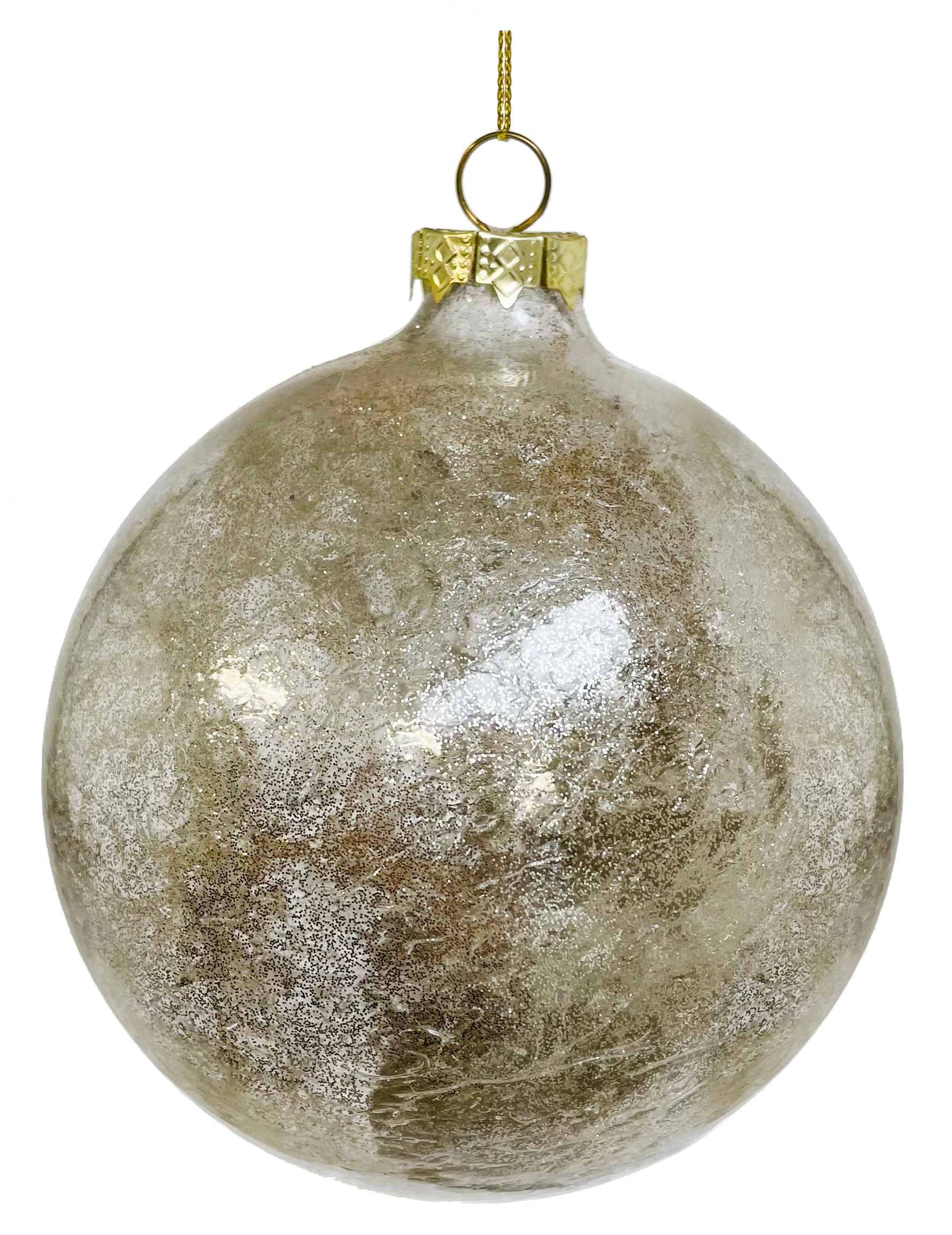 Glass Snow and Gold Glitter Inside Glass Ball Ornament (Medium) - Thumbnail 2