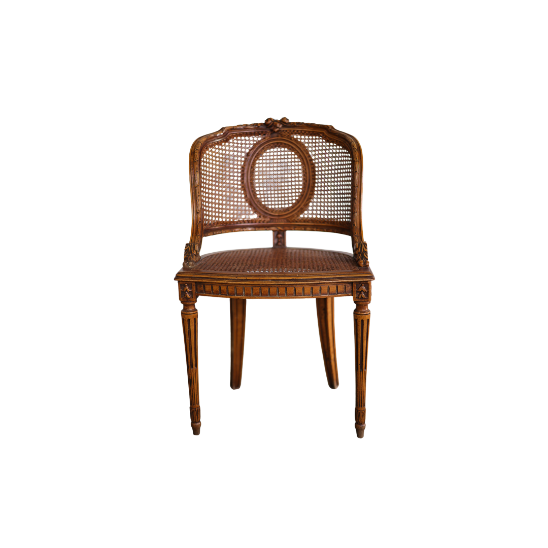 19th Century French Cane Back Swivel Chair - Thumbnail 2