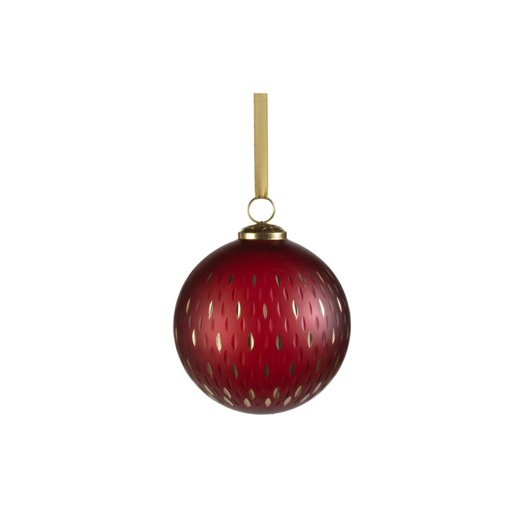 Frosted & Etched in Gold Glass Ornament