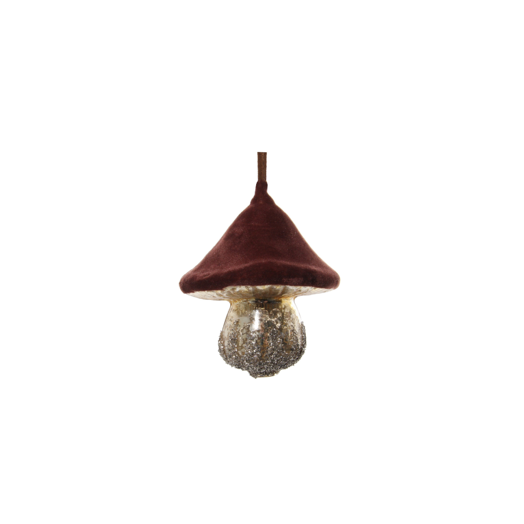 Velvet Top Mushroom Ornament