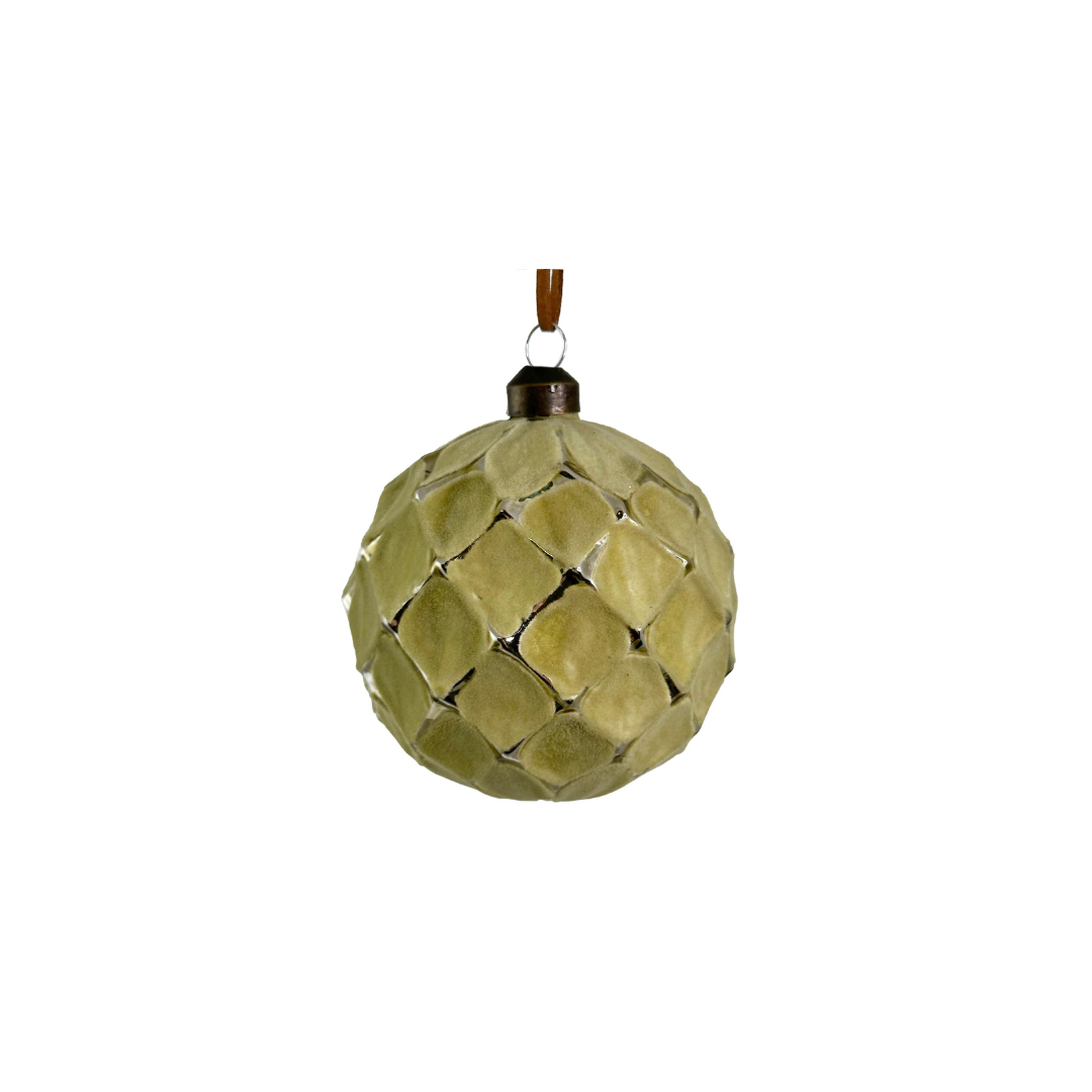 Light Green Velvet Rhombus Glass Ornament