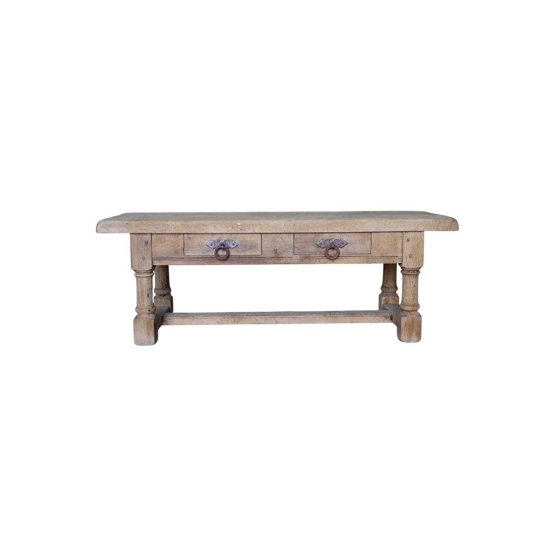 20th Century Belgian Bleached Oak Coffee Table - Thumbnail 2