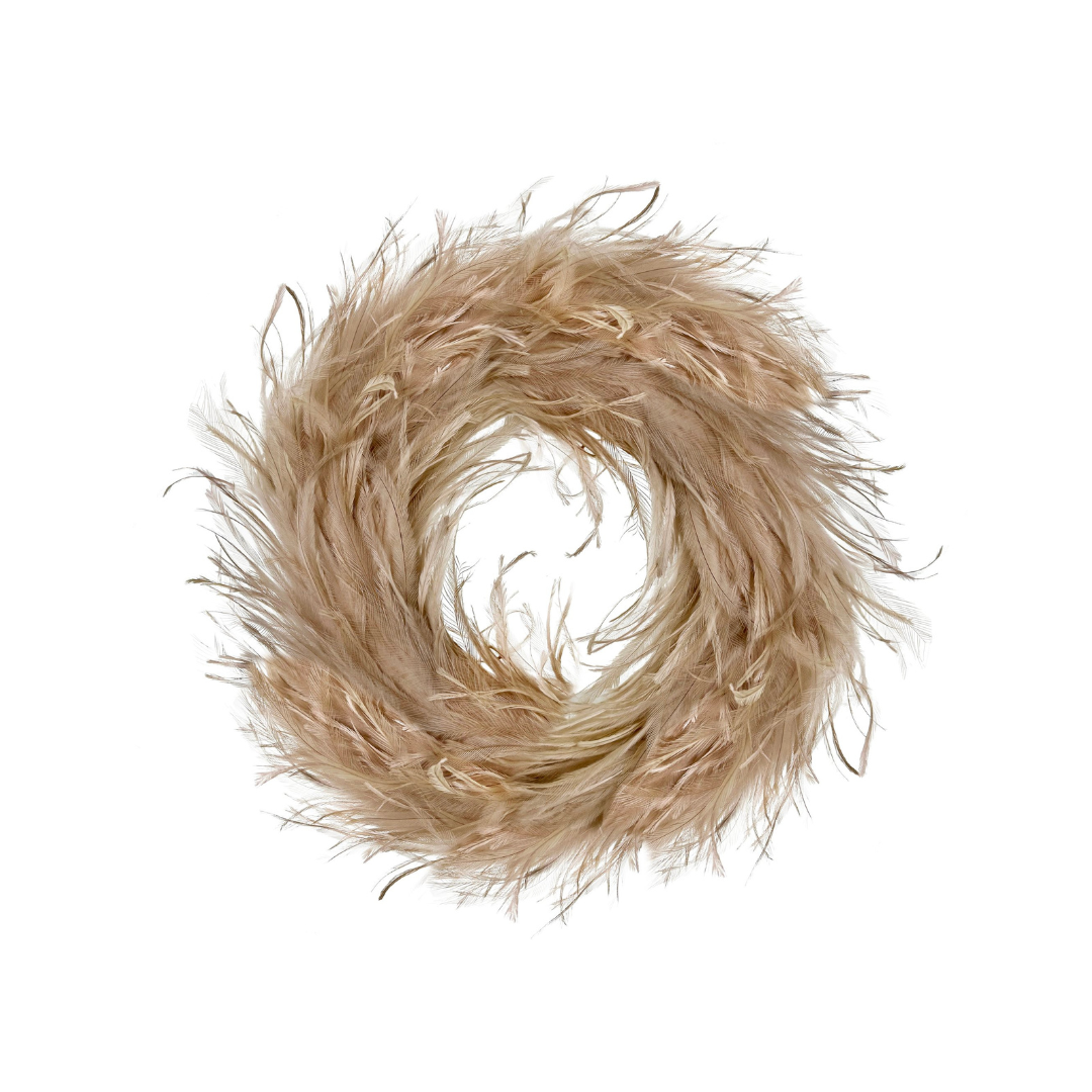 Beige Feather Wreath (Large)
