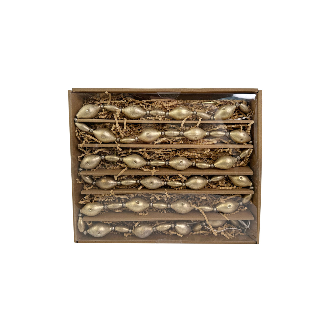 Matte Gold Glass Oval Bead Garland