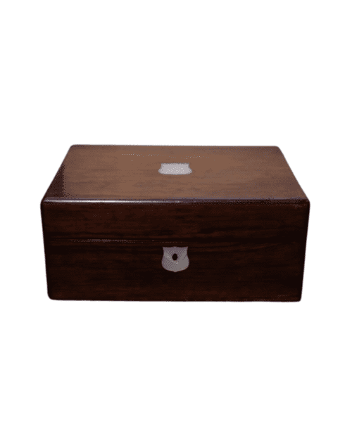 ROU Wooden Box with Pearl Inlay, 11.75"Lx8.5"Dx5"H