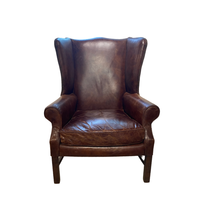 Large Leather Antique Armchair